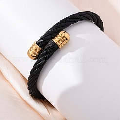 Bracelets joncs torques en acier inoxydable 304 pour femmes et hommes&nbsp;BJEW-G584-18G-01