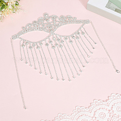 Maschera per gli occhi per il viso con nappa a catena di strass in lega per le donne&nbsp;AJEW-WH20064-54P