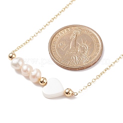 Collane con perle naturali e conchiglie a cuore con perline&nbsp;NJEW-JN03898-01