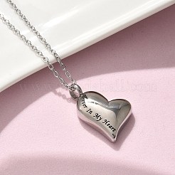 Acciaio inossidabile 304 per sempre nel mio cuore ricordo ceneri collane con ciondolo commemorativo&nbsp;NJEW-P326-04P