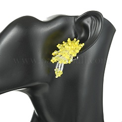 Orecchini a bottone con fiore di perline intrecciati con semi di vetro&nbsp;EJEW-MZ00736-02