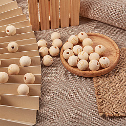 130 pièce 26 styles de perles européennes en bois naturel non fini&nbsp;WOOD-CD0001-10