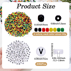 Kit de perles en verre (4 couleur) et 200 perles acryliques&nbsp;DIY-SC0033-85