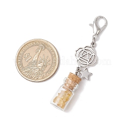 Pendentif décoratif en forme de bouteille à souhaits en verre avec éclats de lapis-lazuli&nbsp;HJEW-JM03308