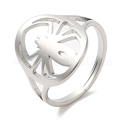 Anello regolabile a forma di ragno cavo in acciaio inossidabile 304 anti-ossidazione per donna&nbsp;RJEW-M149-07P