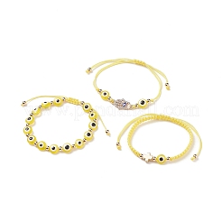 3pcs 3 Stil Harz böser Blick geflochtene Perlenarmbänder Set&nbsp;BJEW-JB08812