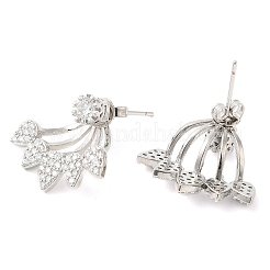 Boucles d'oreilles à tige en forme de larme à l'avant et à l'arrière en zircone cubique&nbsp;EJEW-Q770-04P