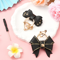 2 pendentif nœud papillon en cuir PU&nbsp;HJEW-SP0001-23C