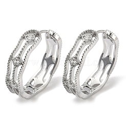 Boucles d'oreilles créoles rectangulaires en laiton et oxyde de zirconium transparent&nbsp;EJEW-D320-06P