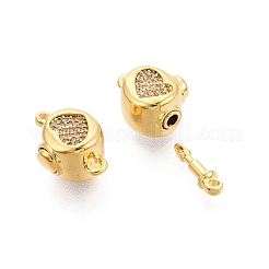 Chiusure a scatola con micro pavé di zirconi chiari in ottone&nbsp;KK-Q074-08G