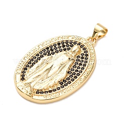 Pendentifs avec zircon cubiques à micro-pavés en laiton&nbsp;KK-K408-62G
