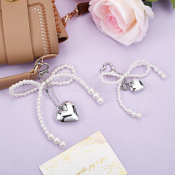 2 pièce 2 styles de pendentifs décoratifs en perles d'imitation acrylique en forme de cœur et de nœud papillon&nbsp;HJEW-BBC0001-04