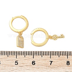 Orecchini a cerchio in argento sterling con micro pavé di zirconi cubici trasparenti da donna&nbsp;EJEW-G427-01G-03