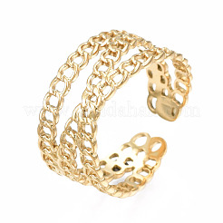 Anello polsino aperto incrociato in acciaio inossidabile 304&nbsp;RJEW-T023-43G