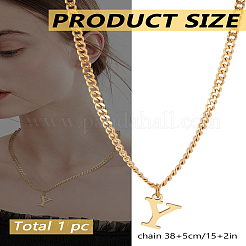 Collier avec pendentif lettre en acier inoxydable 304&nbsp;NJEW-LP0001-33Y-G