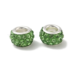Polymer Clay Strass europäischen großen Lochperlen mit versilberten Messingkernen&nbsp;FPDL-R002-11
