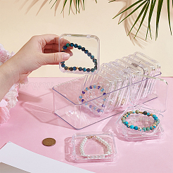 12 quadratische Aufbewahrungsbox für Armbänder aus transparentem Acryl mit Steinperlen und 1 rechteckige Aufbewahrungsboxen für Armbänder aus transparentem Acryl ohne Deckel&nbsp;CON-UN0001-07