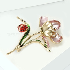 Pines de esmalte de loto y mariquita&nbsp;JEWB-B035-03G