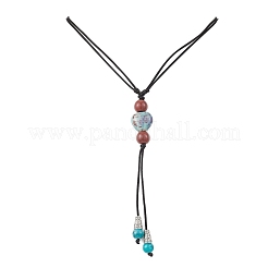 3 stücke 3 stile retro glas & porzellan & legierung schlange einstellbare nylon schnur y halsketten für frauen&nbsp;NJEW-JN05360