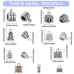 144 Stück 9 Stile tibetischen Stil Zinklegierung Rohr Bails&nbsp;FIND-SC0021-40