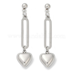 Orecchini pendenti a forma di cuore in acciaio inossidabile 304&nbsp;EJEW-V004-01P