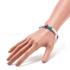 Pulsera elástica heishi surfer de arcilla polimérica con cuentas mal de ojo murano para mujer&nbsp;BJEW-JB08386-01