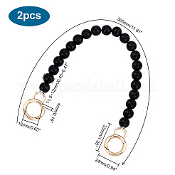Manici per borse con perline rotonde in plastica nera imitazione perla&nbsp;FIND-WH0127-22B