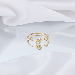 1 bague ouverte en laiton micro pavée avec zircone cubique transparente pour femme&nbsp;RJEW-LP0002-37B
