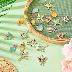 20 pièces 10 styles pendentifs en émail en alliage plaqué or clair&nbsp;ENAM-TA0001-75