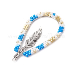 Colgante de lágrima con cuentas de vidrio estilo bohemio y plumas&nbsp;PALLOY-MZ00589-01
