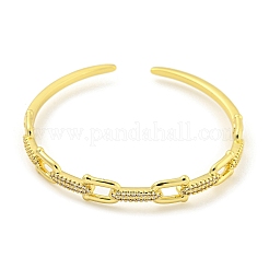 Braccialetti aperti da donna con micro pavé di ottone a ferro di cavallo e zirconi trasparenti&nbsp;BJEW-Z062-03B