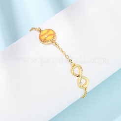 Braccialetti sportivi in ottone con micro pavé di zirconi cubici e maglie infinite&nbsp;LS-BJEW-D386-01D-G