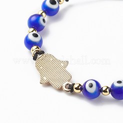 Bracciale con perline intrecciate malocchio a lume e orecchini pendenti&nbsp;SJEW-JS01258