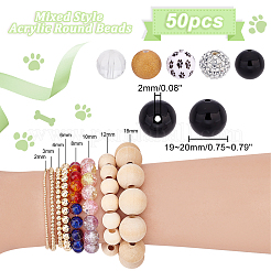 1 Set runde Acrylperlen-Sets im gemischten Stil&nbsp;SACR-PH0001-52D