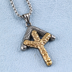 Colliers pendentifs runes viking texturées en acier inoxydable 304 bicolore pour hommes&nbsp;WGD6348-01