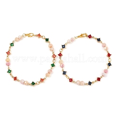 2 bracciale con maglie in perline di vetro di 2 colori per donna&nbsp;BJEW-JB11976