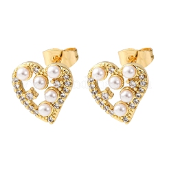 Aretes de latón con micro pavé de circonita cúbica transparente&nbsp;EJEW-K267-39G