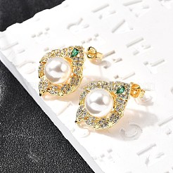 Boucles d'oreilles à tige en laiton avec micro pavé de zircons cubiques&nbsp;EJEW-C154-01G