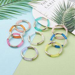 9 pièces 9 couleur bonbon couleur acrylique tube incurvé gros bracelets extensibles ensemble pour les femmes&nbsp;BJEW-JB08135