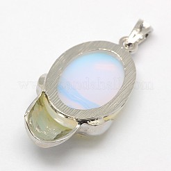 Personalizzati retrò ciondoli a sfera opalite di gioielli del teschio di halloween&nbsp;G-M038-01B