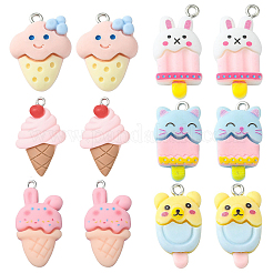 60 pièces 6 styles pendentifs en résine opaque à thème d'été&nbsp;RESI-CJ0002-96