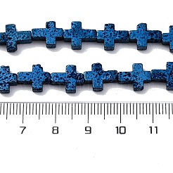 Brins de perles de pierre de lave naturelle galvanisées&nbsp;G-A256-A01-01I