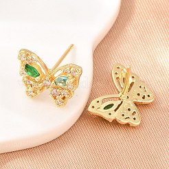 Orecchini da donna in ottone con micro pavé di zirconi cubici&nbsp;KK-A305-09G-05