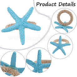 4 stücke 4 arten harz muschelschale seesterne seepferdchen & jute seil serviettenringe&nbsp;AJEW-GF0011-12