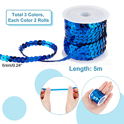 6 Rolle 3 Farben umweltfreundliche Paillettenperlen aus Kunststoff&nbsp;PVC-PH0001-28
