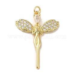 Porte micro ouvrent pendentifs zircone cubique en laiton de placage&nbsp;KK-P241-25G