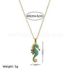 Halskette mit Anhänger in Form eines Seepferdchens aus aquamarinblauem Strass&nbsp;WGFC42F-01
