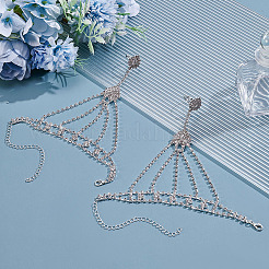 2 Stück Messing-Strasskette mit Fingerringen.&nbsp;BJEW-ME0001-02