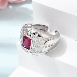 Anillos abiertos de latón con micropavé de circonitas cúbicas para mujer&nbsp;RJEW-L343-03P-05