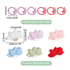 6 pz. 6 perline di silicone di loto colorate&nbsp;DIY-NB0010-33